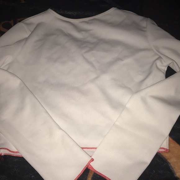 NWOT Sexy Cropped Tee Shirt Cute Ribbed Women Summer Fall Long Sleeve Size:Sm - Picture 2 of 2